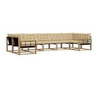 vidaXL Set di divani da esterno con cuscino 7 pcs Bianco e Beige, Divano da Giardino Elegante, Set Sezionale Moderno, Mobili per Patio, Seduta Resistente per Rilassanti Incontri