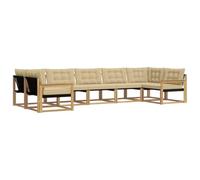 vidaXL Set di divani da esterno con cuscino 7 pcs Bianco e Beige, Divano da Giardino Elegante, Set Sezionale Moderno, Mobili per Patio, Seduta Resistente per Rilassanti Incontri