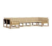 vidaXL Set di divani da esterno con cuscino 7 pcs Bianco e Beige, Divano da Giardino Elegante, Set Sezionale Moderno, Mobili per Patio, Seduta Resistente per Rilassanti Incontri