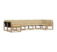 vidaXL Set di divani da esterno con cuscino 7 pcs Bianco e Beige, Divano da Giardino Elegante, Set Sezionale Moderno, Mobili per Patio, Seduta Resistente per Rilassanti Incontri