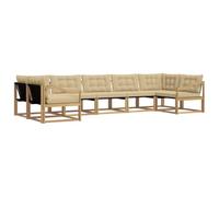 vidaXL Set di divani da esterno con cuscino 7 pcs Bianco e Beige, Divano da Giardino Elegante, Set Sezionale Moderno, Mobili per Patio, Seduta Resistente per Rilassanti Incontri