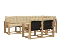 vidaXL Set di divani da esterno con cuscino 7 pcs Bianco e Beige, Divano moderno per esterni, set comodo e resistente, lounge da giardino, spazio sul terrazzo