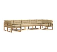 vidaXL Set di divani da esterno con cuscino 7 pcs Bianco e Beige, Divano Sezionale Moderno, Lounge da Giardino Elegante, Mobili da Esterno Resistenti a Intemperie