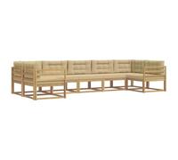 vidaXL Set di divani da esterno con cuscino 7 pcs Bianco e Beige, Divano Sezionale Moderno, Lounge da Giardino Elegante, Mobili da Esterno Resistenti a Intemperie