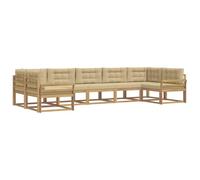 vidaXL Set di divani da esterno con cuscino 7 pcs Bianco e Beige, Divano Sezionale Moderno, Lounge da Giardino Elegante, Mobili da Esterno Resistenti a Intemperie