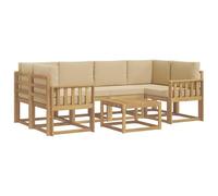 vidaXL Set di divani da esterno con cuscino 7 pcs Bianco e Beige, Lounge da giardino esterno, set di divani sezionali moderni, mobilio durevole per piscina, disposizione in legno per relax