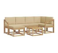 vidaXL Set di divani da esterno con cuscino 7 pcs Bianco e Beige, Mobili da giardino moderni, divano sezionale resistente, set lounge per terrazza e patio