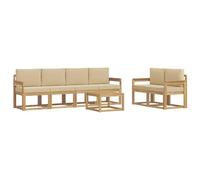 vidaXL Set di divani da esterno con cuscino 7 pcs Bianco e Beige, Set di divani da giardino in legno di acacia, mobili moderni, elegante lounge, design ergonomico