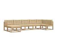 vidaXL Set di divani da esterno con cuscino 7 pcs Bianco e Beige, Set di divani moderni per esterno, resistente alle intemperie, comodo per il giardino, design in legno di acacia