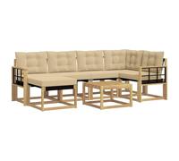 vidaXL Set di divani da esterno con cuscino 7 pcs Bianco e Beige, Set Divano da Giardino, Mobili da Esterno Moderni, Comfort Elegante, Seduta Resistente in Textilene, Ensemble Funzionale
