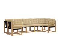 vidaXL Set di divani da esterno con cuscino 7 pcs Bianco e Beige, Set lounge da giardino comodo, divano moderno all'aperto, seduta resistente, elegante mobili in acacia