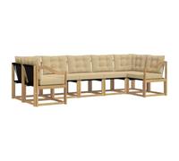 vidaXL Set di divani da esterno con cuscino 7 pcs Bianco e Beige, Set lounge da giardino comodo, divano moderno all'aperto, seduta resistente, elegante mobili in acacia