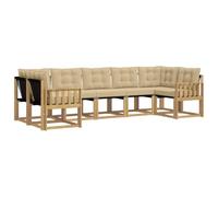 vidaXL Set di divani da esterno con cuscino 7 pcs Bianco e Beige, Set lounge da giardino comodo, divano moderno all'aperto, seduta resistente, elegante mobili in acacia
