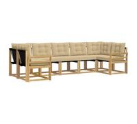 vidaXL Set di divani da esterno con cuscino 7 pcs Bianco e Beige, Set lounge da giardino comodo, divano moderno all'aperto, seduta resistente, elegante mobili in acacia