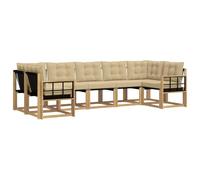 vidaXL Set di divani da esterno con cuscino 7 pcs Bianco e Beige, Set Lounge da Giardino Moderno, Divano Robusto, Patio Elegante, Mobili Esterni per un Comfort Assoluto
