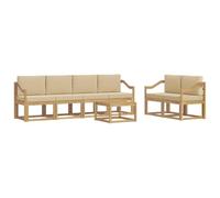 vidaXL Set di divani da esterno con cuscino 7 pcs Bianco e Beige, Sofa Set Moderno per Esterni, Sezionale Resistente, Mobili Eleganti, Lounge in Acacia, Sedute Ergonomiche per Patio
