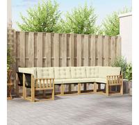 vidaXL Set di divani da esterno con cuscino 7 pcs Bianco e Crema, Set Lounge da Giardino Moderno, Divano Robusto, Patio Elegante, Mobili Esterni per un Comfort Assoluto