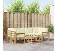vidaXL Set di divani da esterno con cuscino 7 pcs Bianco e Crema, Divano da giardino, moderno per esterni, set relax, seduta a bordo piscina, arredo in legno