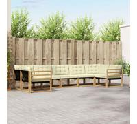 vidaXL Set di divani da esterno con cuscino 7 pcs Bianco e Crema, Divano da Giardino Elegante, Set Sezionale Moderno, Mobili per Patio, Seduta Resistente per Rilassanti Incontri