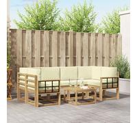 vidaXL Set di divani da esterno con cuscino 7 pcs Bianco e Crema, Divano da giardino, moderno per esterni, set relax, seduta a bordo piscina, arredo in legno