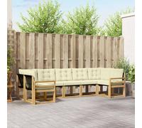 vidaXL Set di divani da esterno con cuscino 7 pcs Bianco e Crema, Set lounge da giardino comodo, divano moderno all'aperto, seduta resistente, elegante mobili in acacia