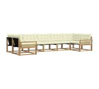 vidaXL Set di divani da esterno con cuscino 7 pcs Bianco e Crema, Divano da Giardino Elegante, Set Sezionale Moderno, Mobili per Patio, Seduta Resistente per Rilassanti Incontri