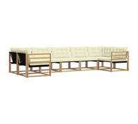 vidaXL Set di divani da esterno con cuscino 7 pcs Bianco e Crema