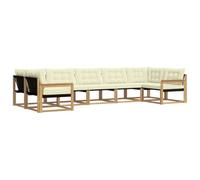 vidaXL Set di divani da esterno con cuscino 7 pcs Bianco e Crema, Divano da Giardino Elegante, Set Sezionale Moderno, Mobili per Patio, Seduta Resistente per Rilassanti Incontri