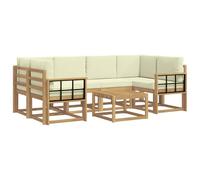 vidaXL Set di divani da esterno con cuscino 7 pcs Bianco e Crema, Divano da giardino, moderno per esterni, set relax, seduta a bordo piscina, arredo in legno
