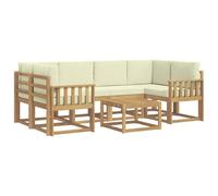 vidaXL Set di divani da esterno con cuscino 7 pcs Bianco e Crema, Divano da giardino, moderno per esterni, set relax, seduta a bordo piscina, arredo in legno