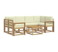 vidaXL Set di divani da esterno con cuscino 7 pcs Bianco e Crema, Divano da giardino, moderno per esterni, set relax, seduta a bordo piscina, arredo in legno