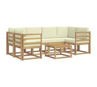 vidaXL Set di divani da esterno con cuscino 7 pcs Bianco e Crema, Divano da giardino, moderno per esterni, set relax, seduta a bordo piscina, arredo in legno