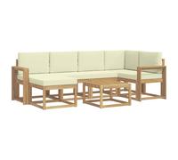vidaXL Set di divani da esterno con cuscino 7 pcs Bianco e Crema, Divano da giardino, set moderno, resistente alle intemperie, arredo per patio, comfort e stile all'aperto