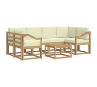 vidaXL Set di divani da esterno con cuscino 7 pcs Bianco e Crema, Lounge da giardino esterno, set di divani sezionali moderni, mobilio durevole per piscina, disposizione in legno per relax
