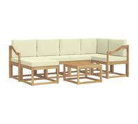 vidaXL Set di divani da esterno con cuscino 7 pcs Bianco e Crema, Mobili da giardino moderni, divano sezionale resistente, set lounge per terrazza e patio