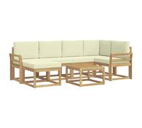 vidaXL Set di divani da esterno con cuscino 7 pcs Bianco e Crema, Mobili da giardino moderni, divano sezionale resistente, set lounge per terrazza e patio