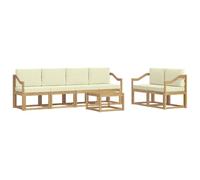 vidaXL Set di divani da esterno con cuscino 7 pcs Bianco e Crema, Set di divani da giardino in legno di acacia, mobili moderni, elegante lounge, design ergonomico