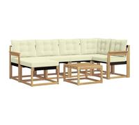 vidaXL Set di divani da esterno con cuscino 7 pcs Bianco e Crema, Set Divano da Giardino, Mobili da Esterno Moderni, Comfort Elegante, Seduta Resistente in Textilene, Ensemble Funzionale