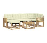 vidaXL Set di divani da esterno con cuscino 7 pcs Bianco e Crema, Set Divano da Giardino, Mobili da Esterno Moderni, Comfort Elegante, Seduta Resistente in Textilene, Ensemble Funzionale