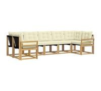 vidaXL Set di divani da esterno con cuscino 7 pcs Bianco e Crema, Set lounge da giardino comodo, divano moderno all'aperto, seduta resistente, elegante mobili in acacia