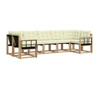 vidaXL Set di divani da esterno con cuscino 7 pcs Bianco e Crema, Set Lounge da Giardino Moderno, Divano Robusto, Patio Elegante, Mobili Esterni per un Comfort Assoluto