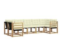 vidaXL Set di divani da esterno con cuscino 7 pcs Bianco e Crema, Set Lounge da Giardino Moderno, Divano Robusto, Patio Elegante, Mobili Esterni per un Comfort Assoluto