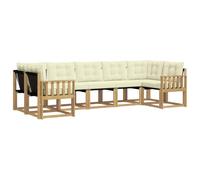 vidaXL Set di divani da esterno con cuscino 7 pcs Bianco e Crema, Set Lounge da Giardino Moderno, Divano Robusto, Patio Elegante, Mobili Esterni per un Comfort Assoluto