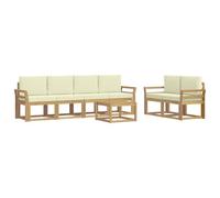 vidaXL Set di divani da esterno con cuscino 7 pcs Bianco e Crema, Sofa Set Moderno per Esterni, Sezionale Resistente, Mobili Eleganti, Lounge in Acacia, Sedute Ergonomiche per Patio
