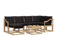 vidaXL Set di divani da esterno con cuscino 7 pcs Bianco e Nero, Set Divano da Giardino, Mobili da Esterno Moderni, Comfort Elegante, Seduta Resistente in Textilene, Ensemble Funzionale