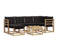 vidaXL Set di divani da esterno con cuscino 7 pcs Bianco e Nero, Set Divano da Giardino, Mobili da Esterno Moderni, Comfort Elegante, Seduta Resistente in Textilene, Ensemble Funzionale
