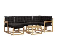 vidaXL Set di divani da esterno con cuscino 7 pcs Bianco e Nero, Set Divano da Giardino, Mobili da Esterno Moderni, Comfort Elegante, Seduta Resistente in Textilene, Ensemble Funzionale