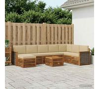 vidaXL Set di divani da esterno con cuscino 7 pcs Naturale