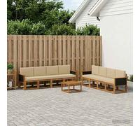 vidaXL Set di divani da esterno con cuscino 7 pcs Naturale