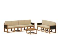 vidaXL Set di divani da esterno con cuscino 7 pcs Naturale, Divano da Esterno Moderno, Sezionale da Giardino, Lounge Patio Durevole, Set Comodo per il Relax in Terrazza